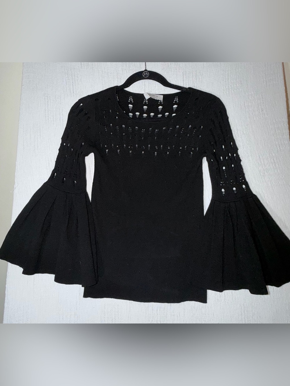 Bailey 44 Black Bell Sleeve Distressed Sweater - XS Gothic Boho Witchy